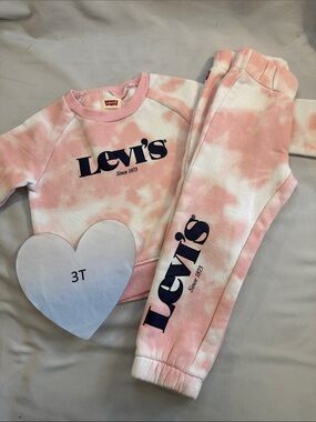 Levi's Pink & White Tie-Dye Sweatshirt and Joggers Set